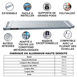 Plateforme Extensible de Travail 300cm  TP300