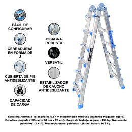 5.87m Ladder Foldable Telescopic Extendable  Multipurpose Aluminium L6