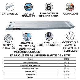 Plateforme Extensible de Travail  240cm  TP240