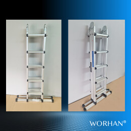 5.55m Ladder Foldable Extendable with Stabilizer Multipurpose Aluminium LG5.5