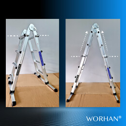 4.10m Ladder Foldable Extendable with Stabilizer Stepladder Aluminium LG4